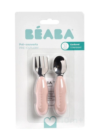 Beaba Zestaw pierwszych sztućców ze stali nierdzewnej Cotton candy