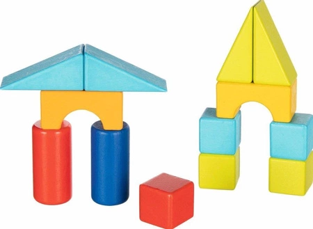 Drewniany wózek do ciągnięcia z klockami Kolorek 58719-Goki, zabawki drewniane