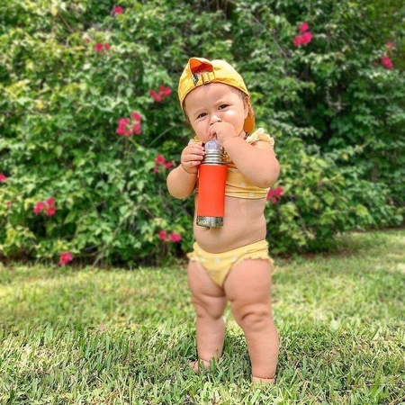 Termobutelka ze słomką 260 ml, pomarańczowa, Pura