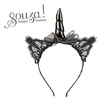 Souza! Opaska z koronkowymi uszami i rogiem jednorożca czarna Glynda