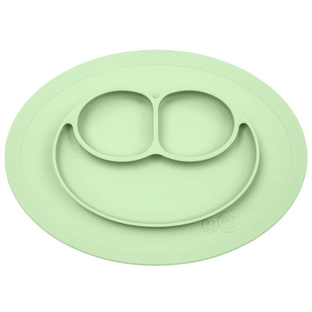 EZPZ Silikonowy talerzyk z podkładką mały 2w1 Mini Mat + pokrywka GRATIS pastelowa zieleń