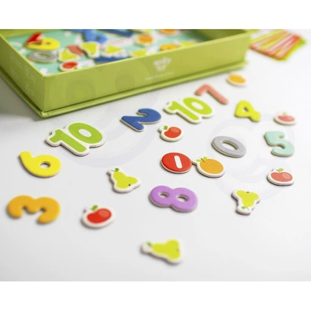 TOOKY TOY Drewniana Gra Magnetyczna Układanka Montessori dla Dzieci Nauka Liczenia Owoce Liczby 81 el.