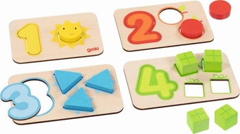 Drewniana układanka Nauka liczenia 10 klocków i cyfry Goki 57357