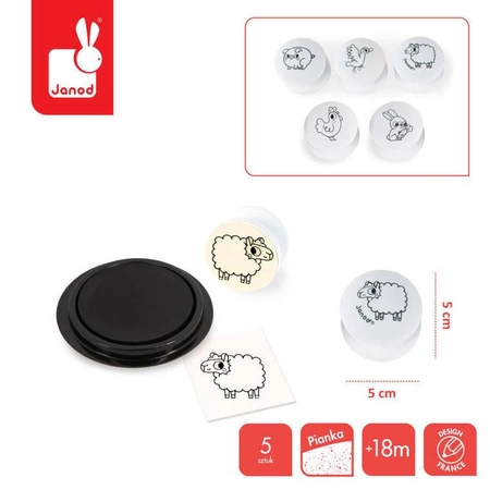 Zestaw kreatywny Stempelki Farma 18 m+, Janod KOLEKCJA 2022