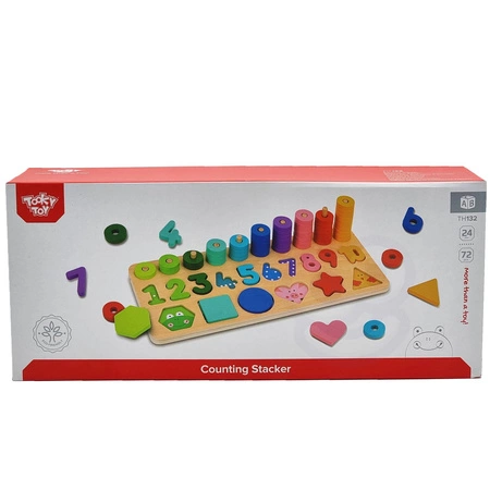 TOOKY TOY Układanka Nauka Liczenia Kształtów Kolorów Montessori 72 el. Certyfikat FSC
