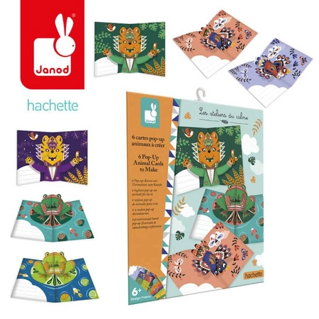 Zestaw kreatywny Przestrzenne kartki pop-up 3D Zwierzęta 6+, Janod