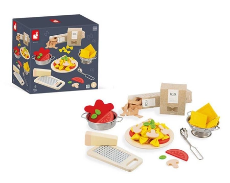 Filcowy zestaw makaronów i akcesoria do przyrządzania włoskiej pasty 3+, Janod