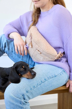 PALOPA Torebka nerka na smakołyki dla psa Emma teddy-fleece beige Edycja limitowana