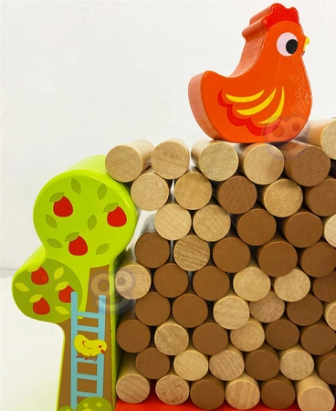 TOOKY TOY Gra Jenga Spadająca Kura Drewniana Farma