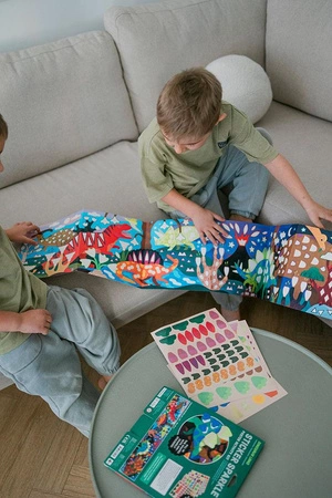 Mudpuppy Zestaw do wyklejania Naklejki holograficzne 200+ szt. z plakatem Kraina dinozaurów 4+