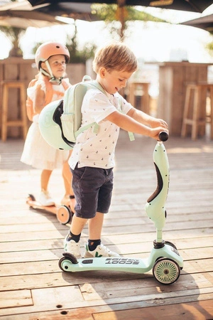 Zestaw SCOOTANDRIDE Highwaykick 1 2w1 Jeździk i hulajnoga 1-5 lat Kiwi + Kask XXS Kiwi