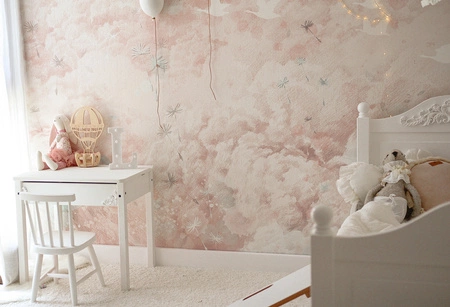 DREAM Kids Rose - Tapeta W Chmury I Ptaki Malumi