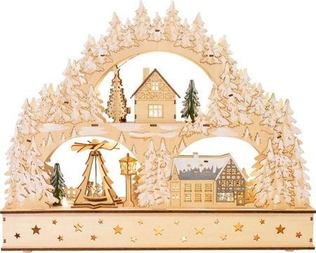 Drewniana ozdoba z światłem i dźwiękiem Zimowa wioska 11384-Smal Foot, dekoracje świąteczne