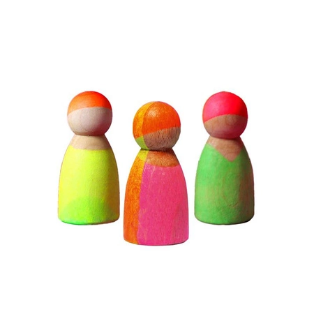 Drewniane figurki Przyjaciele 3 szt. Neon Pink/Green Grimm’s