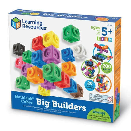 Klocki, Kostki matematyczne, Zestaw edukacyjny 200 szt. - MathLink Cubes