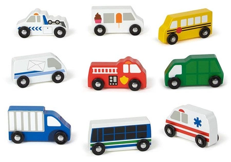 Drewniane autka pojazdy miejskie 9szt. Melissa and Doug 13170-MD