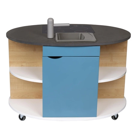 Drewniana wyspa kuchenna niebieska meble dla dzieci zabawka kuchnia Micki