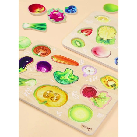 CLASSIC WORLD Drewniana Układanka Montessori Warzyw