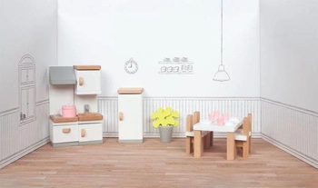 Mebelki dla lalek do kuchni 51493-Goki, drewniane mebelki do domku