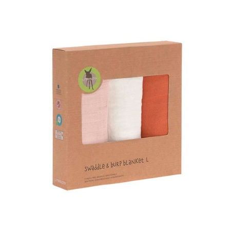 Lassig Muślinowy otulacz-kocyk 85x85cm Zestaw 3 szt. powder pink/milky/rust