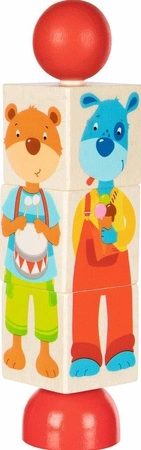 Obracane drewniane klocki Kolorowe zwierzaki 57427-Goki, układanki dla dzieci