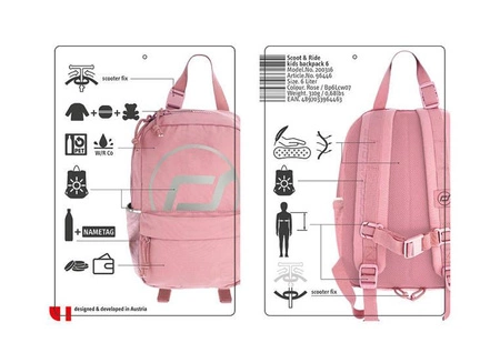 SCOOTANDRIDE Plecak na hulajnogę dla dzieci 9l 1-5 lat, Rose