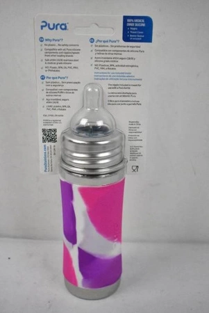 Butelka ze smoczkiem 325 ml, różowa swirl, Pura