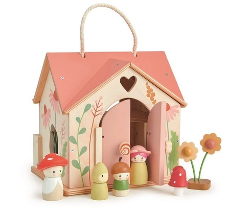 Przenośny, leśny domek z wyposażeniem i laleczkami, Tender Leaf Toys