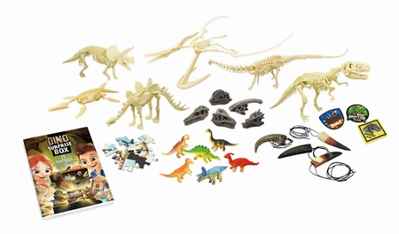 Pudełko 25 niespodzianek z dinozaurami BUKI