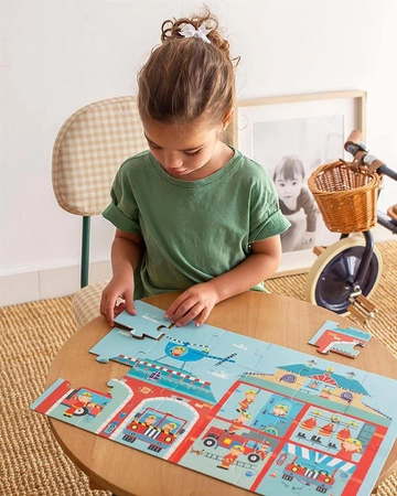 Puzzle w kartonowym domku Apli Kids - W straży pożarnej 3+