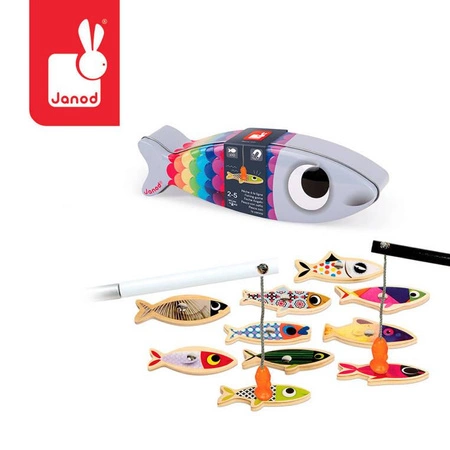 Zestaw do łowienia magnetyczny drewniany 10 rybek Sardynka, JANOD