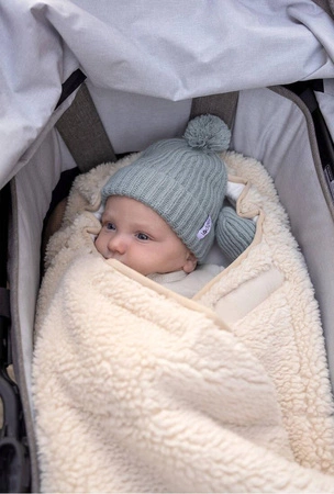 Lodger Czapeczka z wełny merino 100% miętowa Silk 1-2 lata