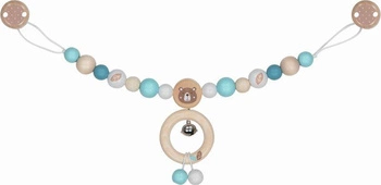 Drewniana zawieszka do wózka z klipsami miś Goki Baby 65292