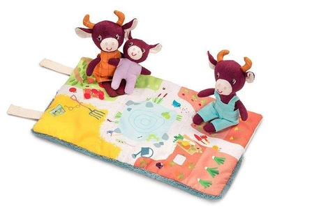 LILLIPUTIENS Mini - przytulanki rodzina krówek z rozkładaną matą Krówka Rosalie 2 lata+