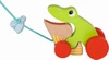 Zabawka do ciągnięcia Drewniana Żabka z muchą 54894-Goki, zabawki na sznurku
