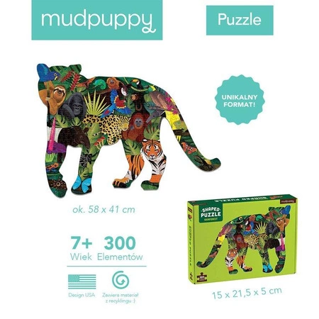 Mudpuppy Puzzle konturowe tygrys Las deszczowy 300 elementów 7+