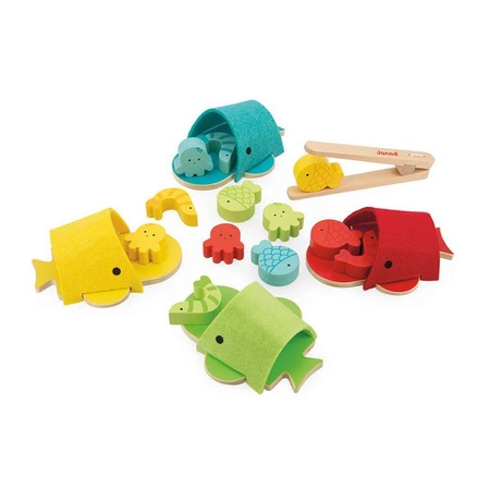 Sortowanie kolorów Wieloryby filcowe 2+, Janod