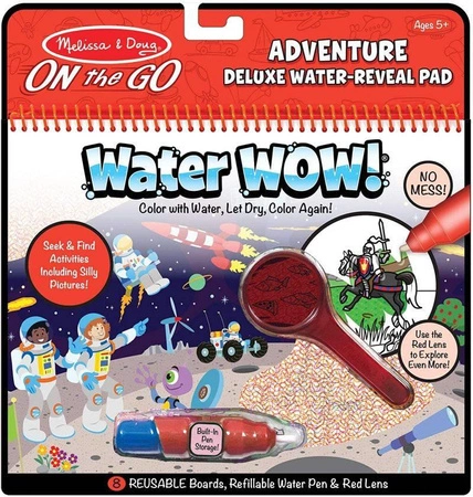 Wodna kolorowanka z lupą Water Wow Przygody Deluxe 40172-Melissa & Doug, książeczki wielokrotnego użytku