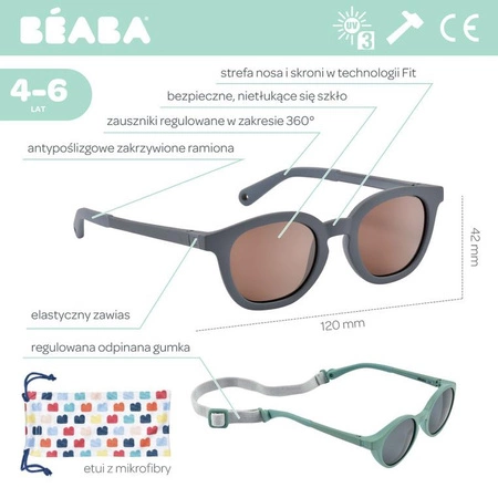 Beaba Okulary przeciwsłoneczne dla dzieci 4-6 lat Sunny - Mineral grey
