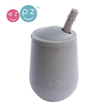 EZPZ Silikonowy kubeczek ze słomką Mini Cup + Straw Training System 120 ml szary