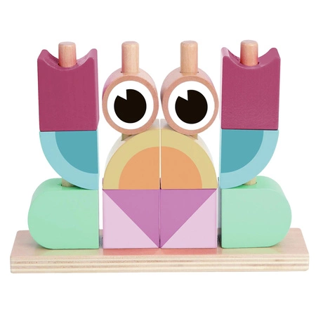 TOOKY TOY Krab Układanka Drewniana Stosy Klocki Bloki Pastelowy