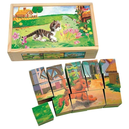 Puzzle kostki domowe zwierzaki