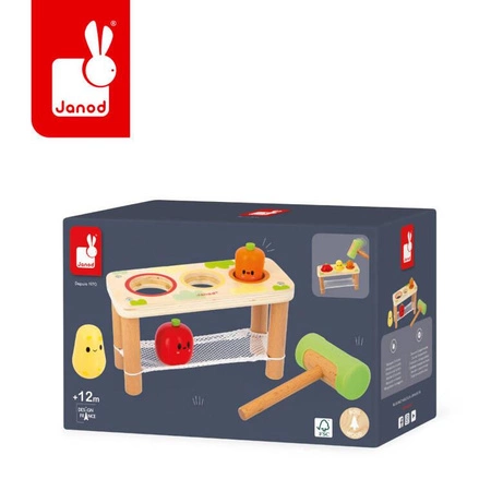 Drewniana przebijanka Warzywa Farma 12m+, Janod