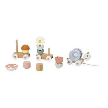 Janod Magnetyczny pociąg z klockami i grzechotką do ciągnięcia Ślimak Sweet Cocoon 12m+