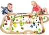Drewniana Kolejka z pociągami tor dla dzieci 90 elementów Viga Toys