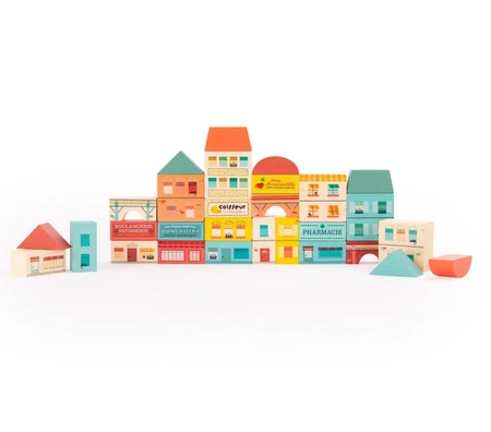 Zest. drewnianych klocków MIASTECZKO 34 szt 725101