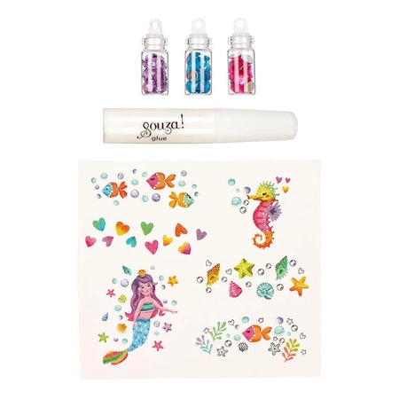 Souza! Tatuaże brokatowe z kryształkami Syrenka 5 el.