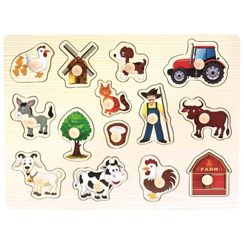 Puzzle drewniane z uchwytami rolnik