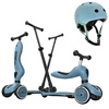 ZESTAW SCOOTANDRIDE Highwaykick 1 Push and Go 2w1 Jeździk i hulajnoga z rączką do prowadzenia 1-5 lat Steel + KASK XXS