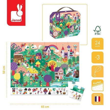 Puzzle obserwacyjne w walizce Baśnie 24 elementy 3+ Made in France, Janod